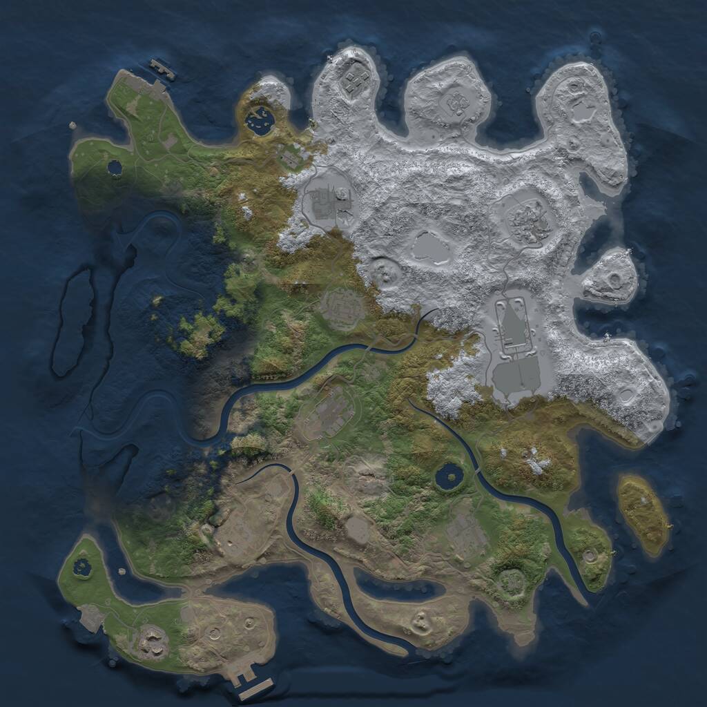 Rust Map: Procedural Map, Size: 3950, Seed: 540907866, 16 Monuments