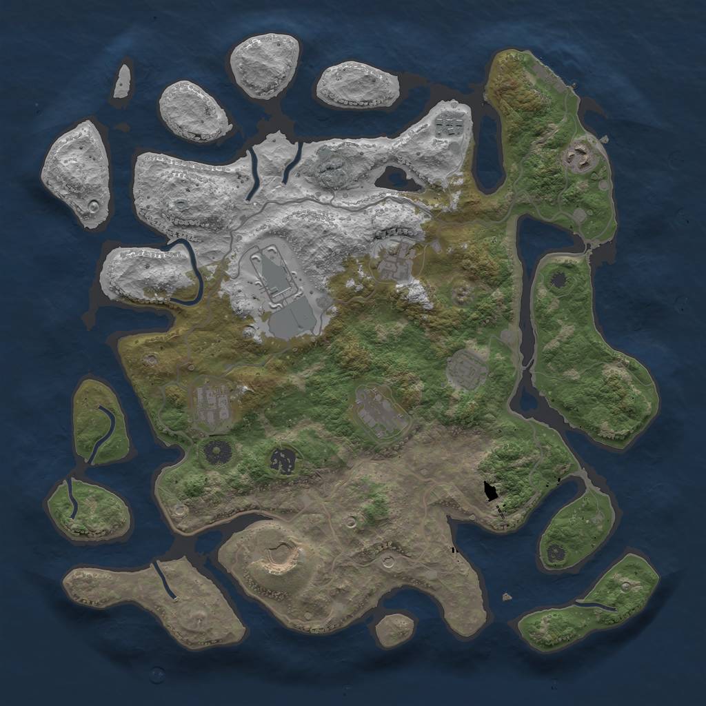 Rust Map: Procedural Map, Size: 4000, Seed: 55311, 13 Monuments