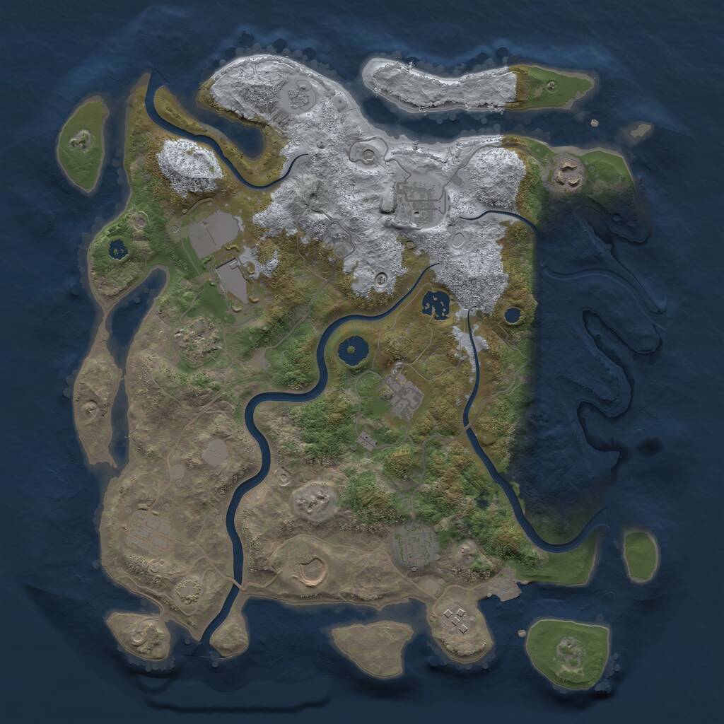 Rust Map: Procedural Map, Size: 3750, Seed: 395882703, 14 Monuments