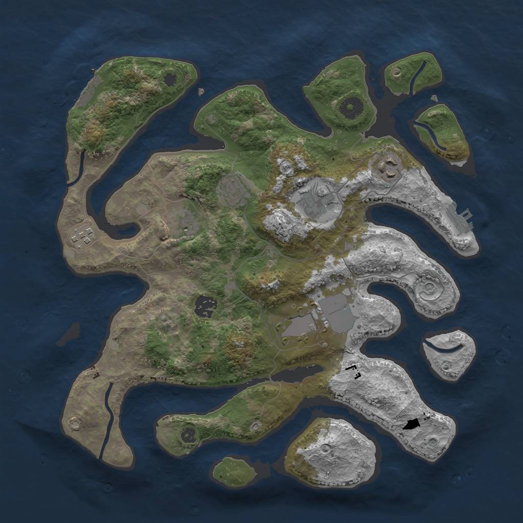 Rust Map: Procedural Map, Size: 3500, Seed: 1201, 12 Monuments