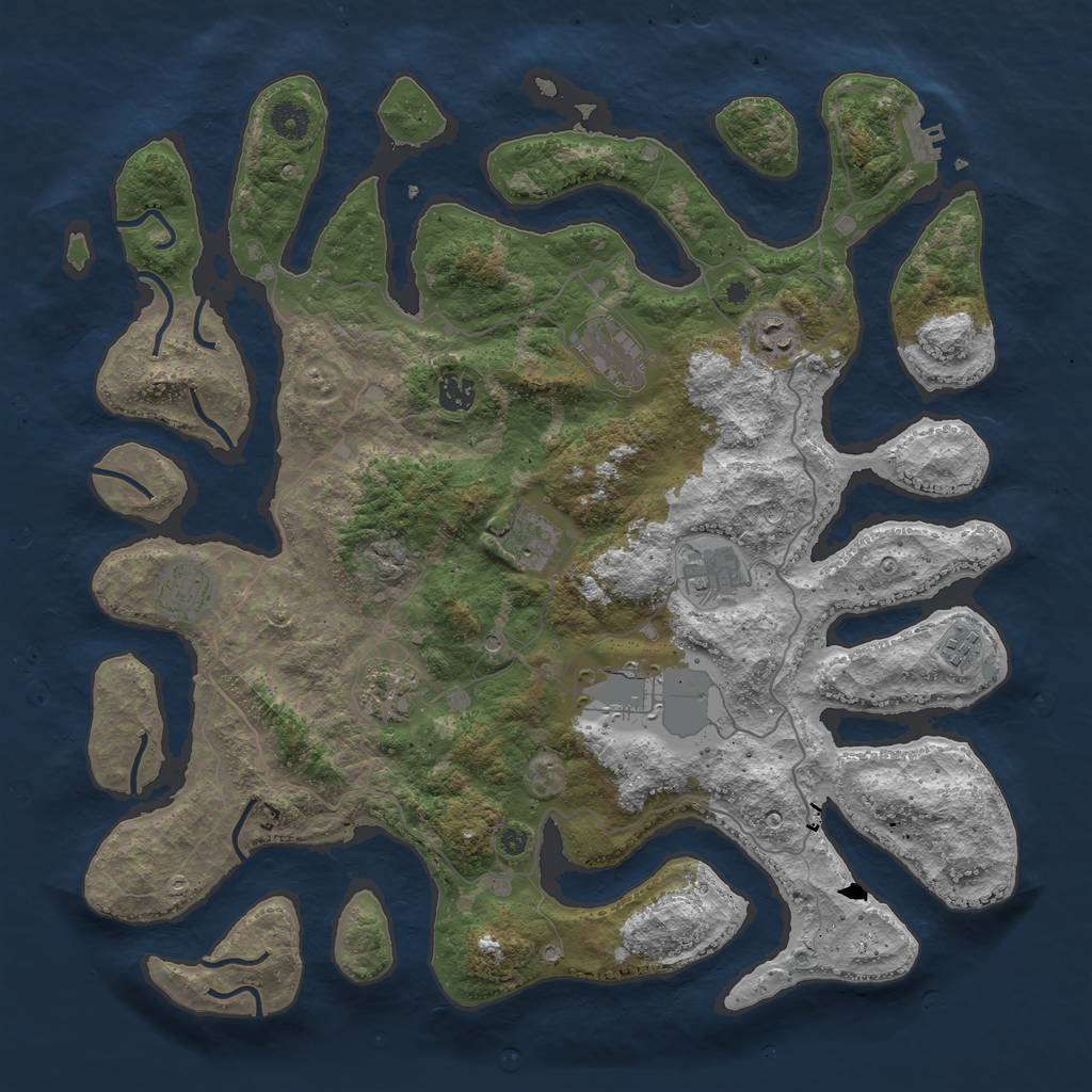 Rust Map: Procedural Map, Size: 4250, Seed: 771863699, 13 Monuments