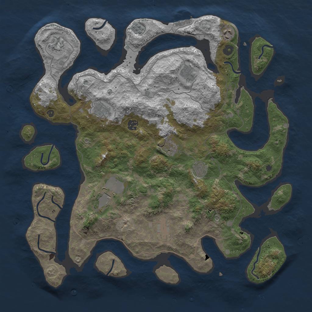 Rust Map: Procedural Map, Size: 4400, Seed: 4845, 14 Monuments