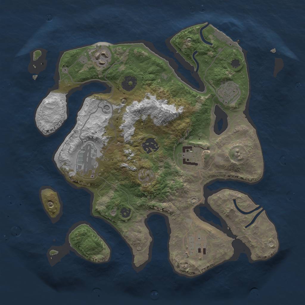 Rust Map: Procedural Map, Size: 3000, Seed: 135713225, 10 Monuments