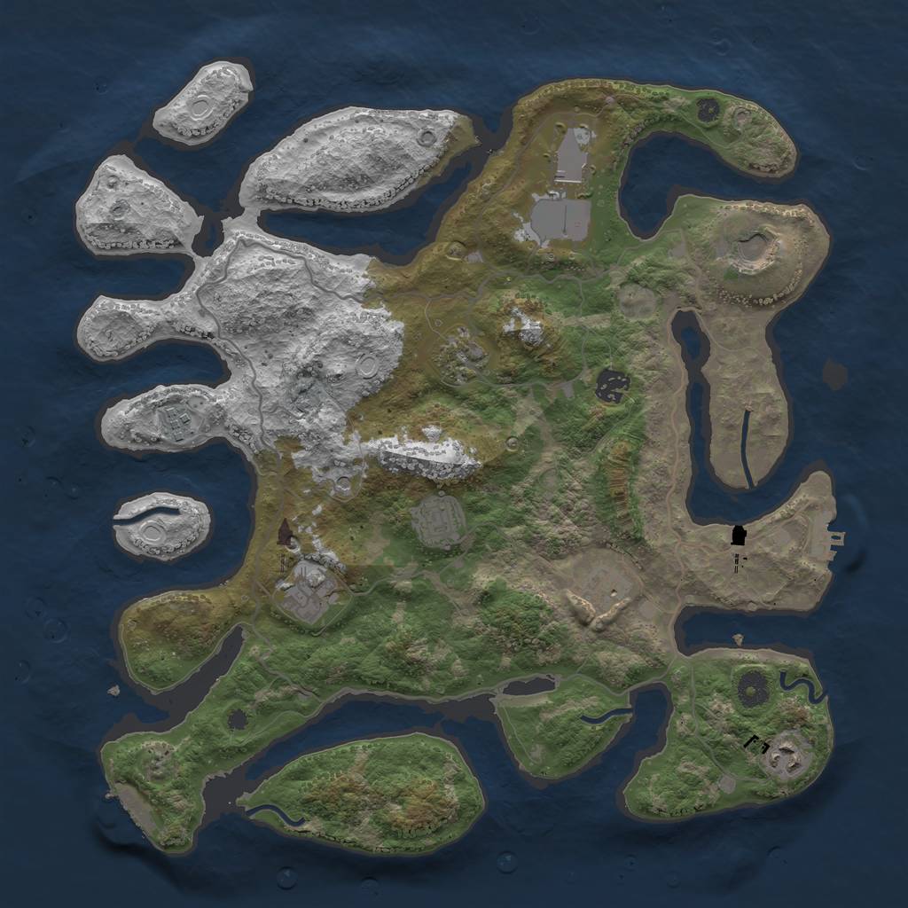 Rust Map: Procedural Map, Size: 4000, Seed: 4962, 20 Monuments