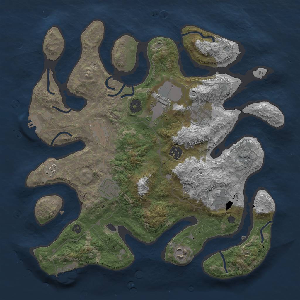 Rust Map: Procedural Map, Size: 3500, Seed: 9169, 13 Monuments