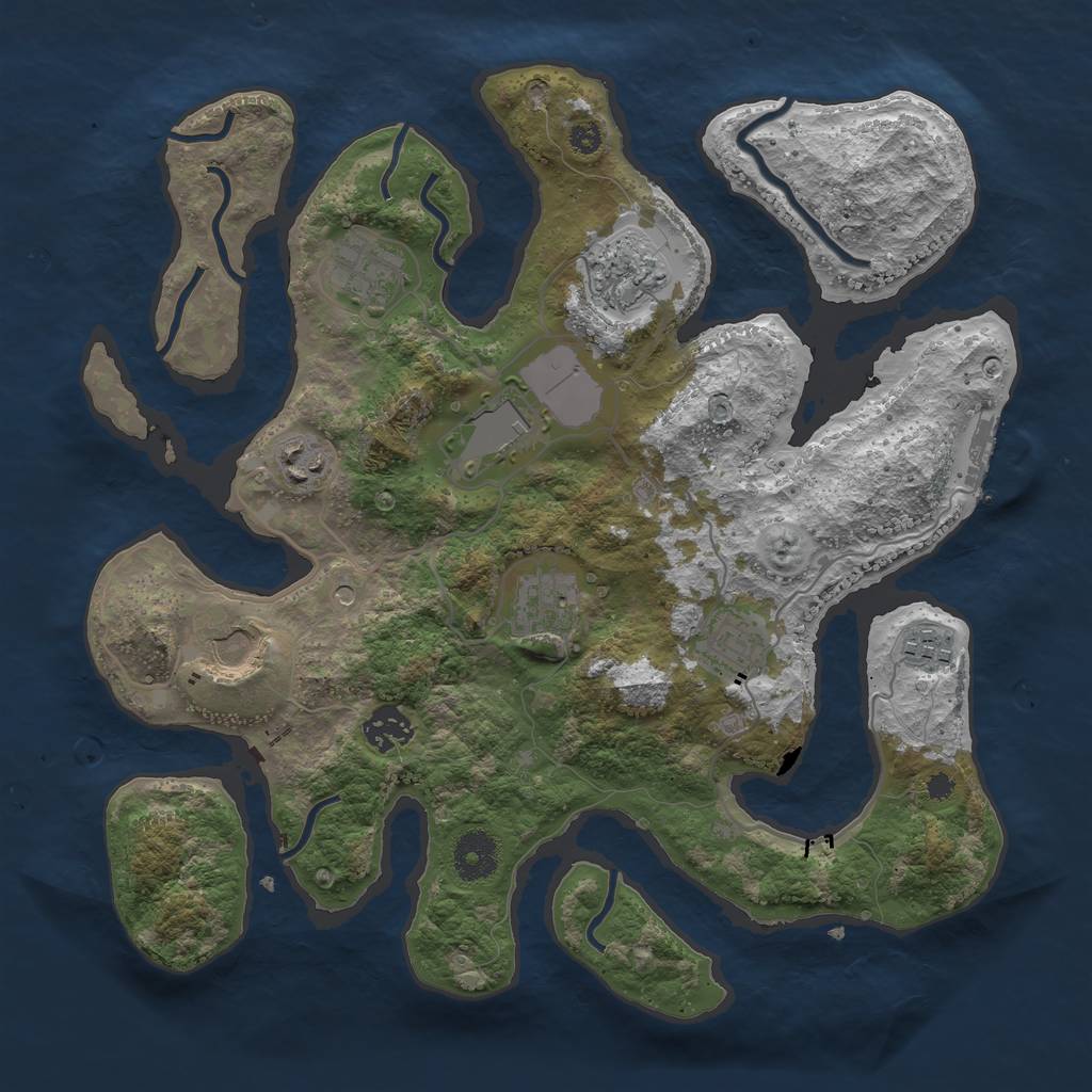 Rust Map: Procedural Map, Size: 3500, Seed: 1582283177, 13 Monuments