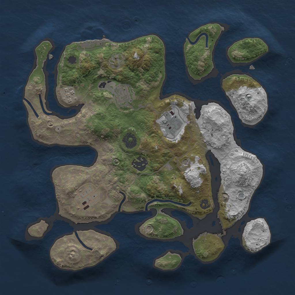 Rust Map: Procedural Map, Size: 3000, Seed: 760799711, 9 Monuments