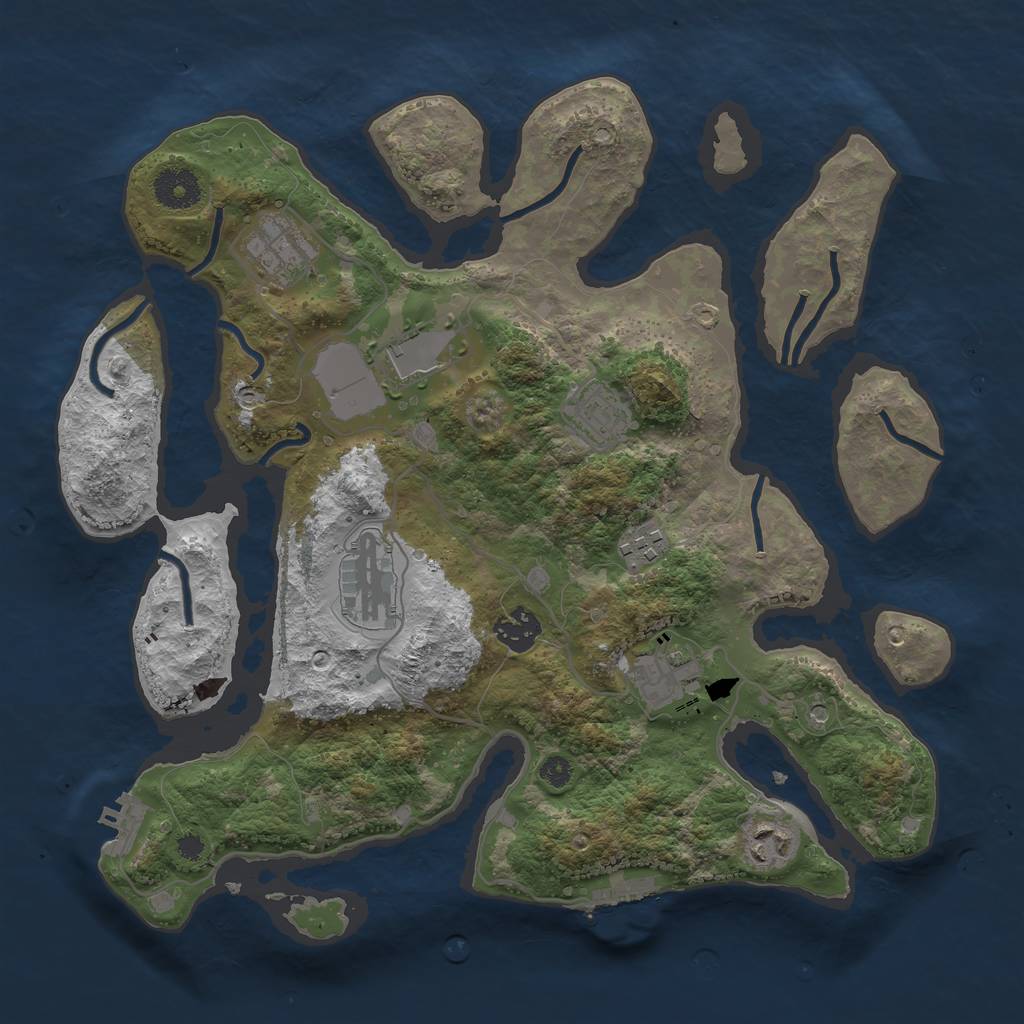 Rust Map: Procedural Map, Size: 3500, Seed: 230492, 13 Monuments