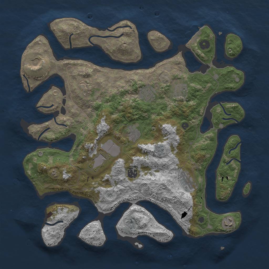 Rust Map: Procedural Map, Size: 4000, Seed: 3463, 14 Monuments