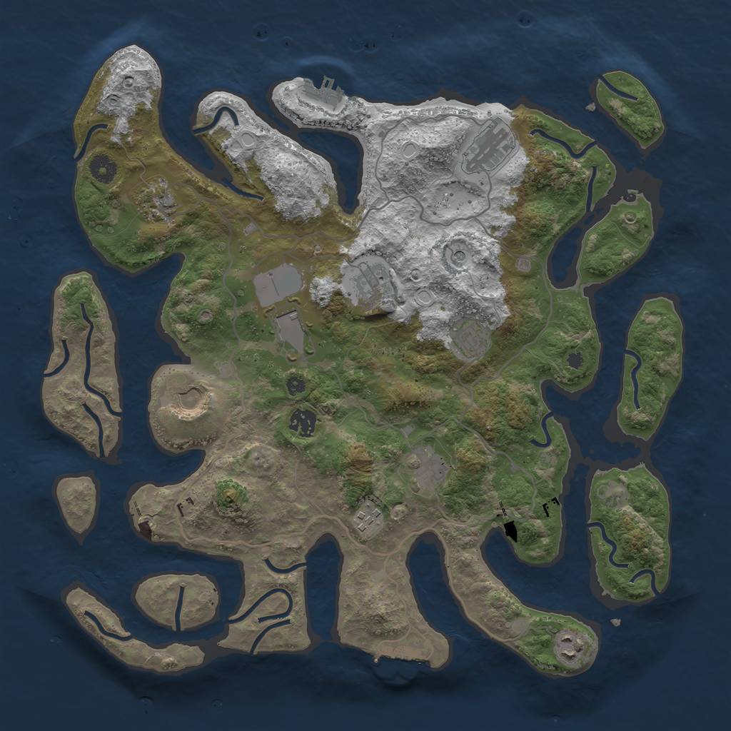 Rust Map: Procedural Map, Size: 4000, Seed: 421, 18 Monuments