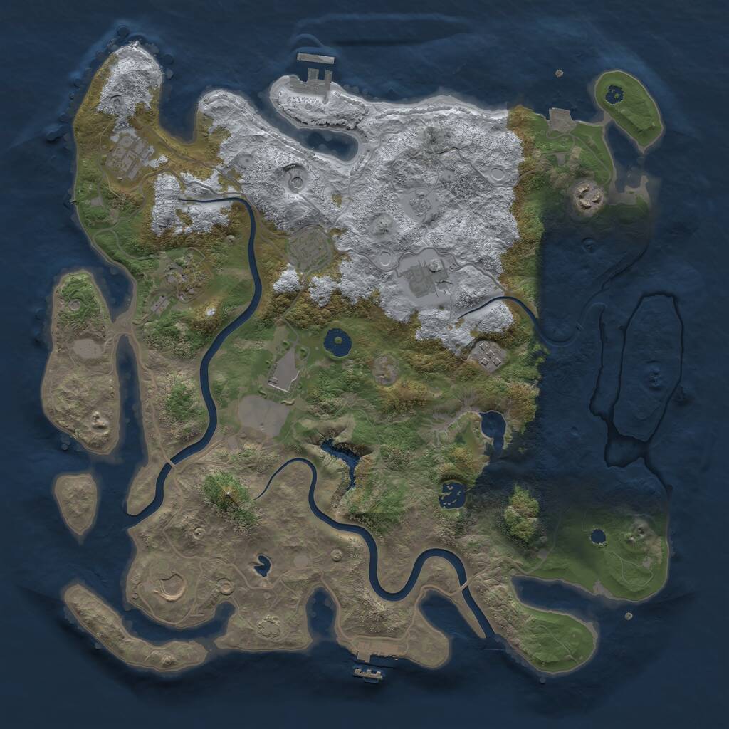 Rust Map: Procedural Map, Size: 4000, Seed: 421, 15 Monuments