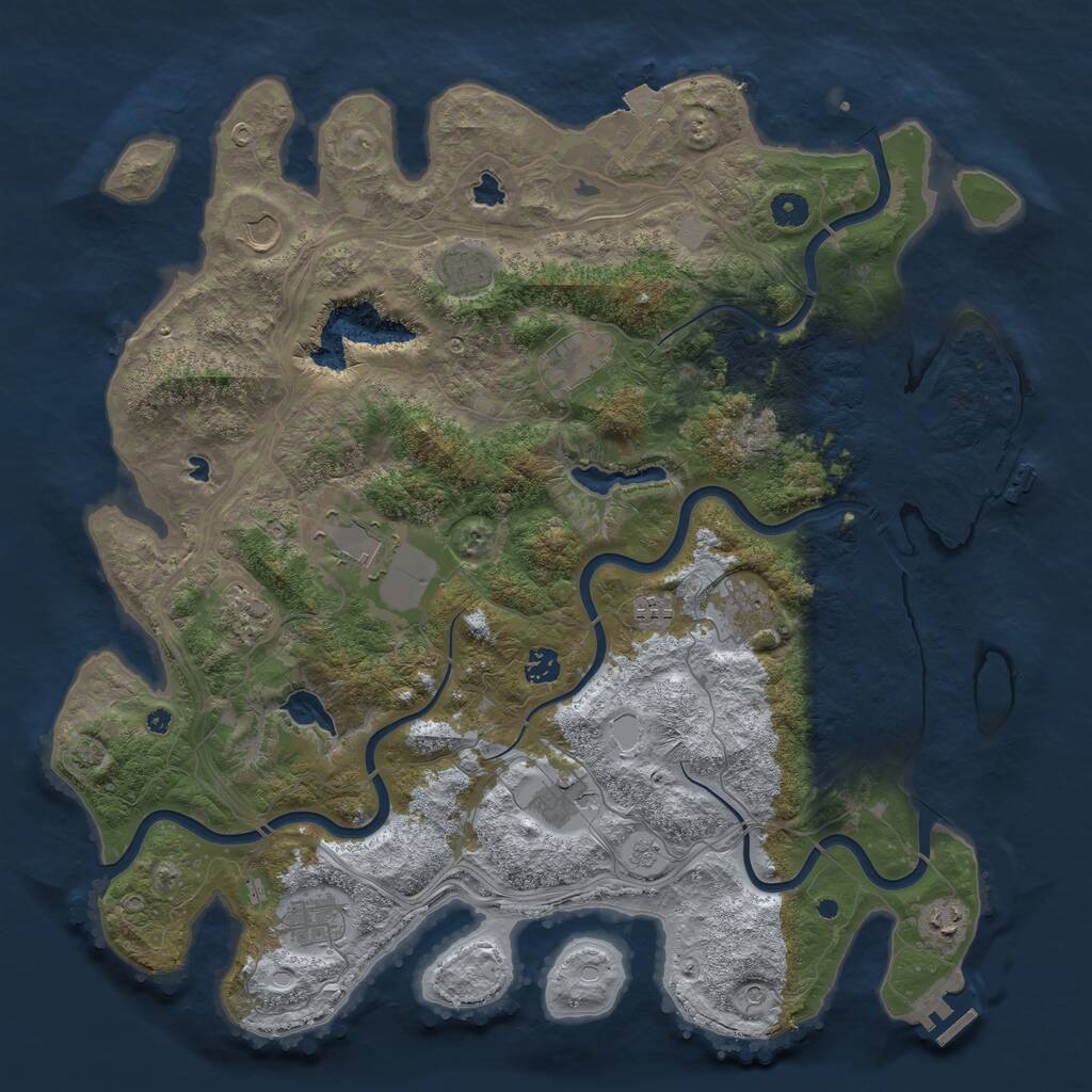 Rust Map: Procedural Map, Size: 4500, Seed: 606, 17 Monuments