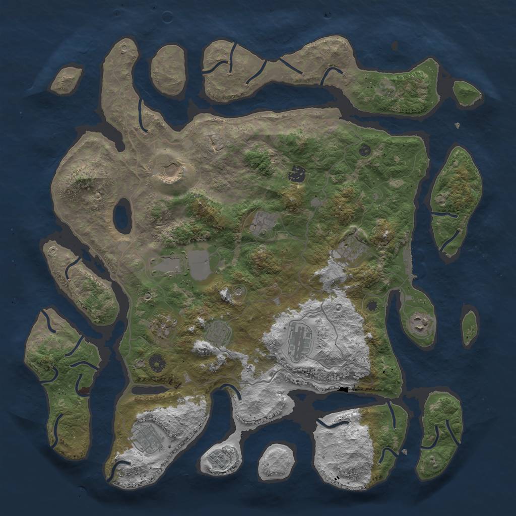 Rust Map: Procedural Map, Size: 4500, Seed: 606, 15 Monuments