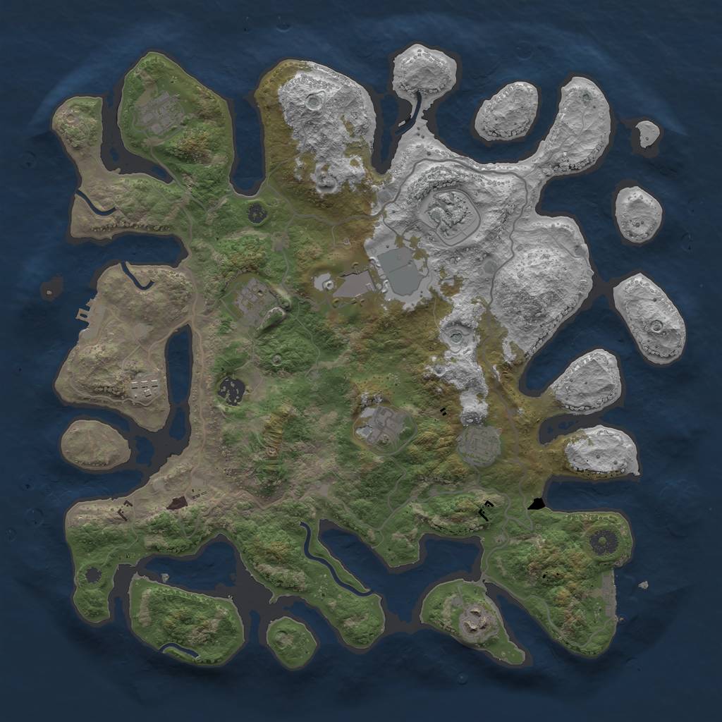 Rust Map: Procedural Map, Size: 4000, Seed: 69051, 14 Monuments