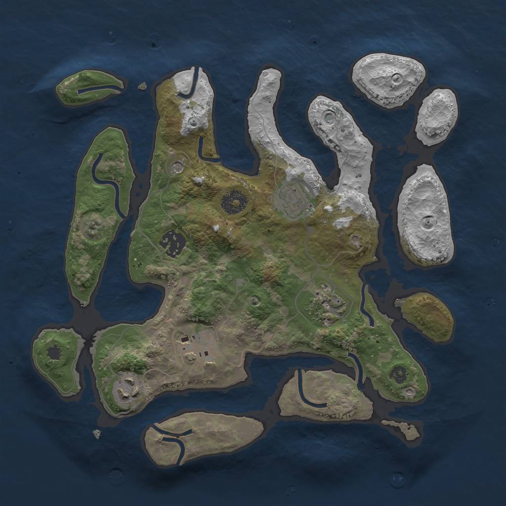 Rust Map: Procedural Map, Size: 3000, Seed: 6065445, 8 Monuments