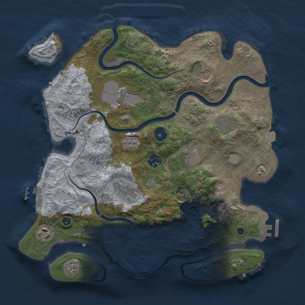 Rust Map: Procedural Map, Size: 3500, Seed: 294370305, 14 Monuments