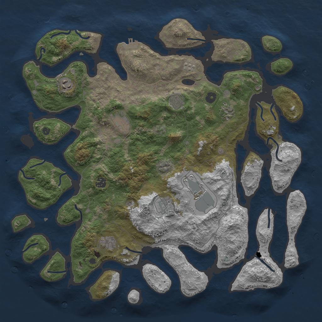 Rust Map: Procedural Map, Size: 4500, Seed: 2599, 13 Monuments