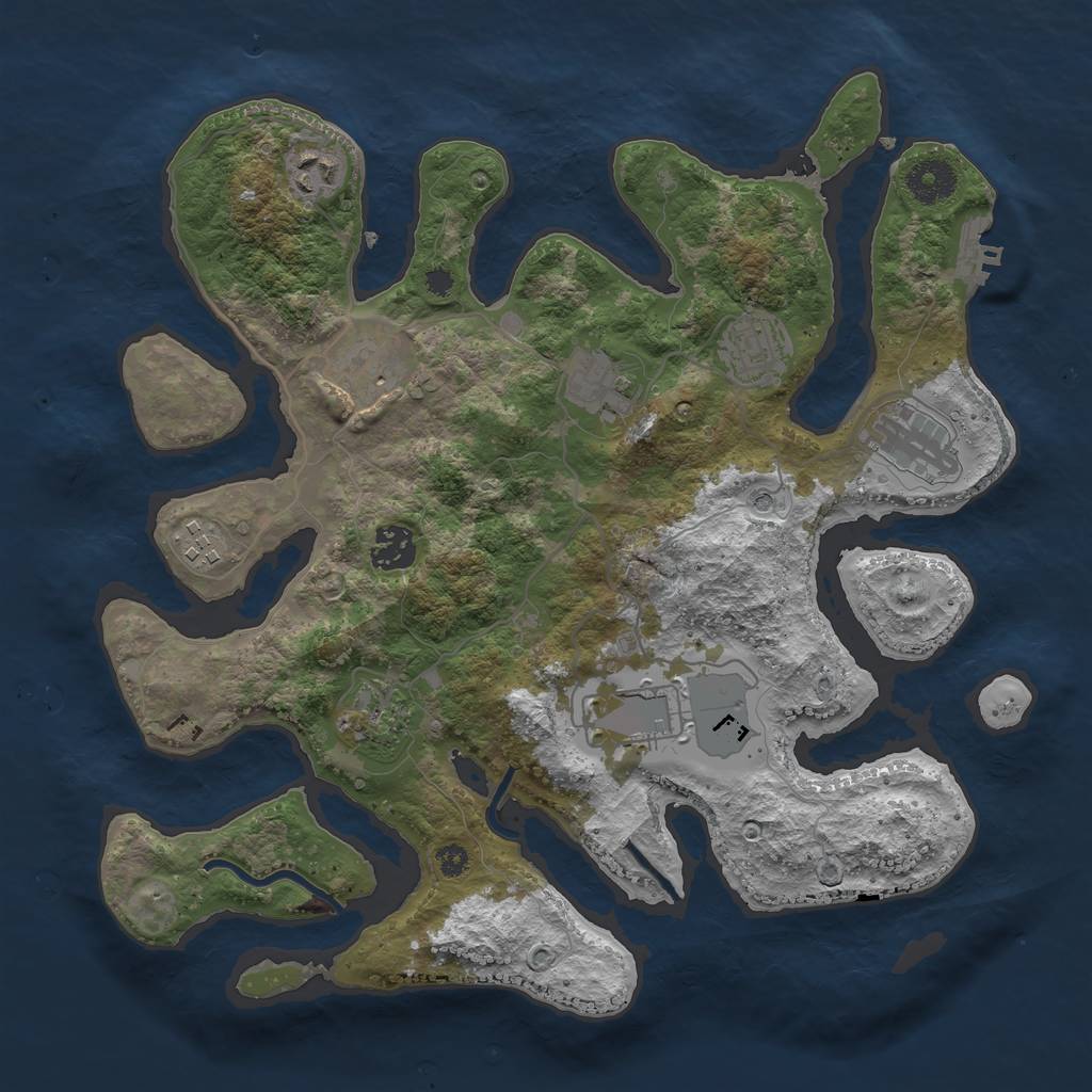 Rust Map: Procedural Map, Size: 3500, Seed: 951184, 13 Monuments