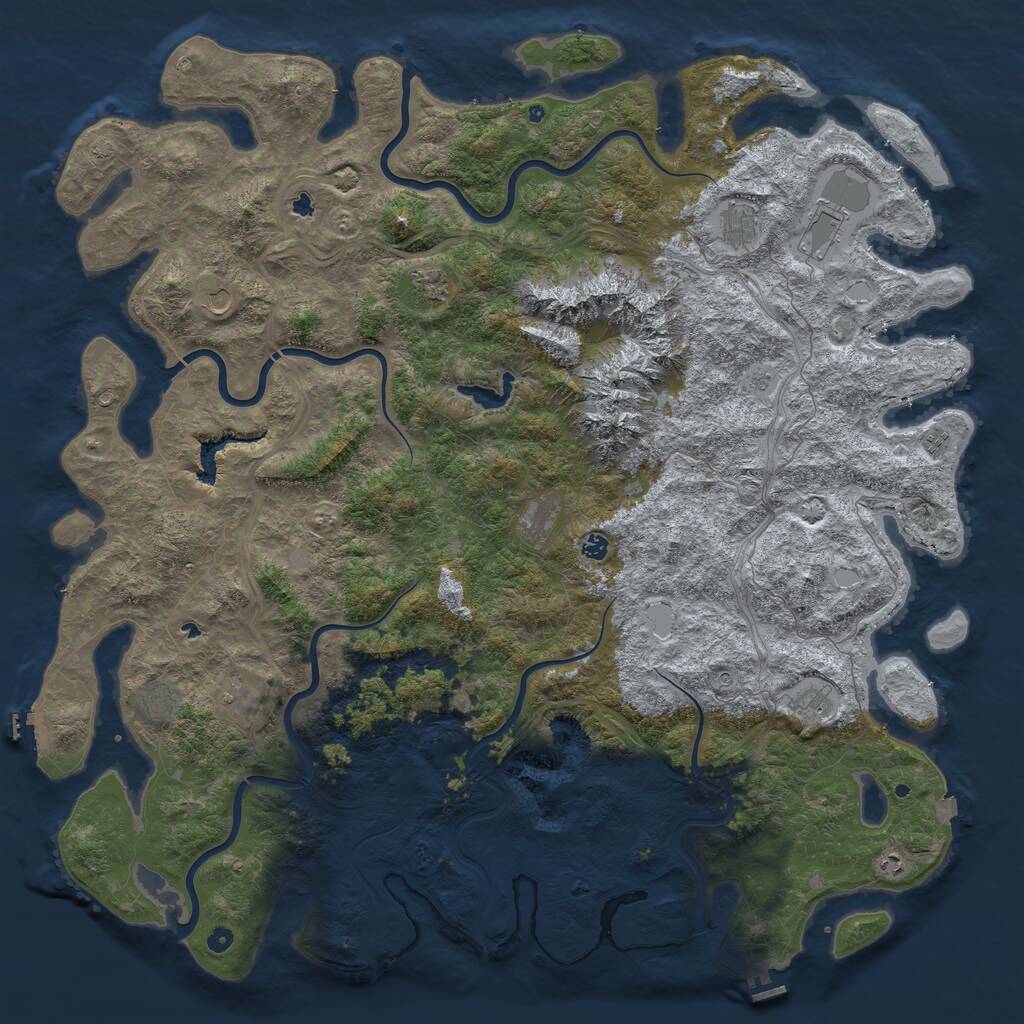Rust Map: Procedural Map, Size: 6000, Seed: 19363663, 17 Monuments