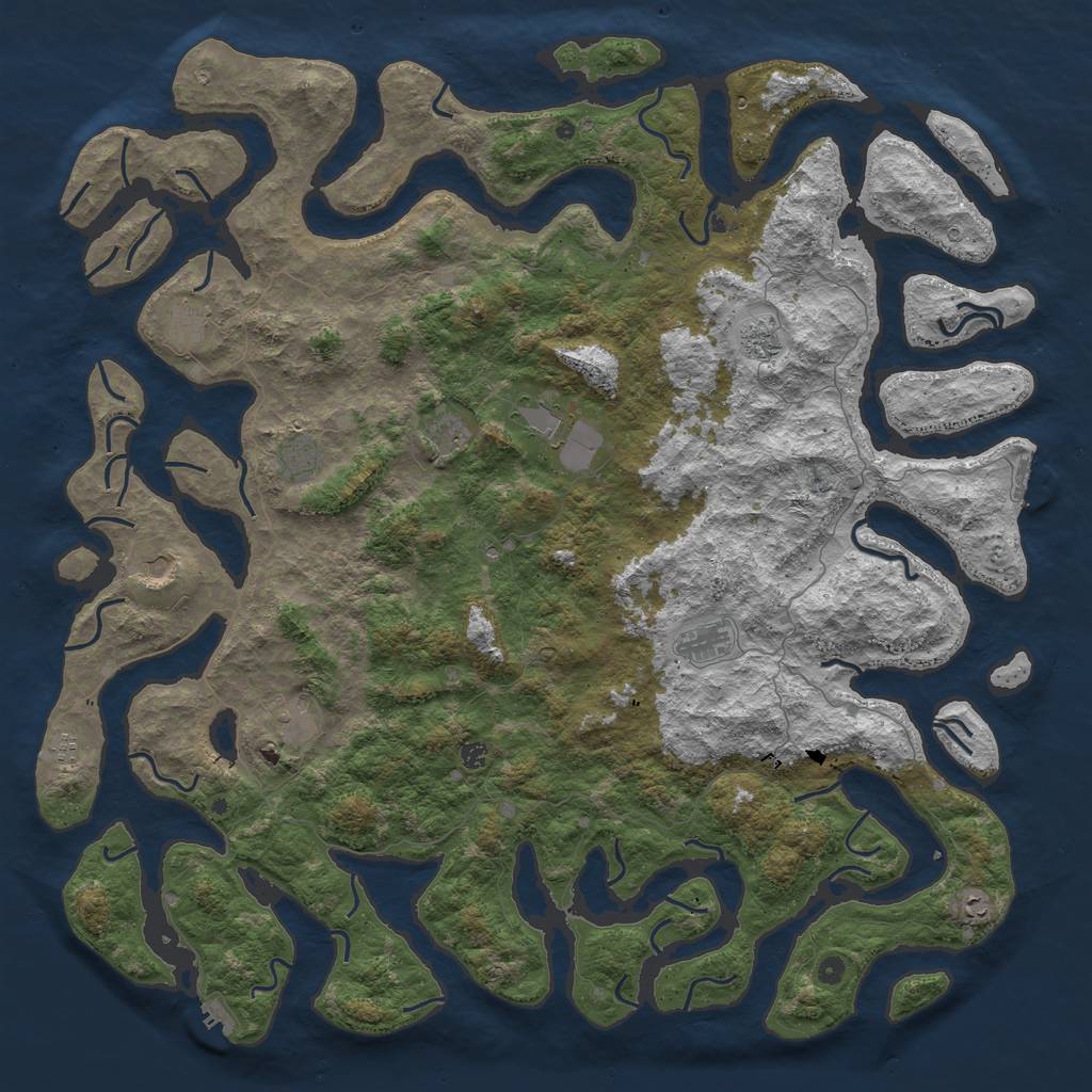 Rust Map: Procedural Map, Size: 6000, Seed: 19363663, 16 Monuments