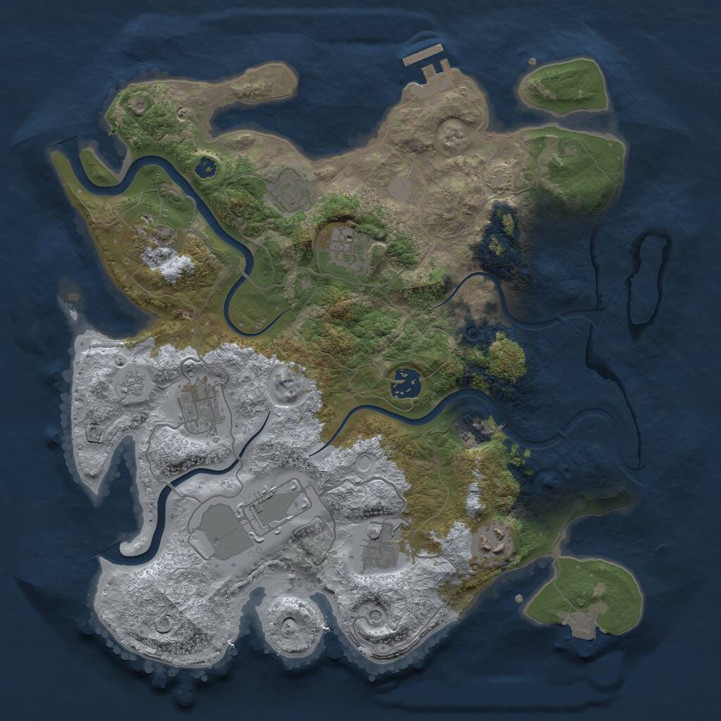 Rust Map: Procedural Map, Size: 3500, Seed: 660127, 14 Monuments