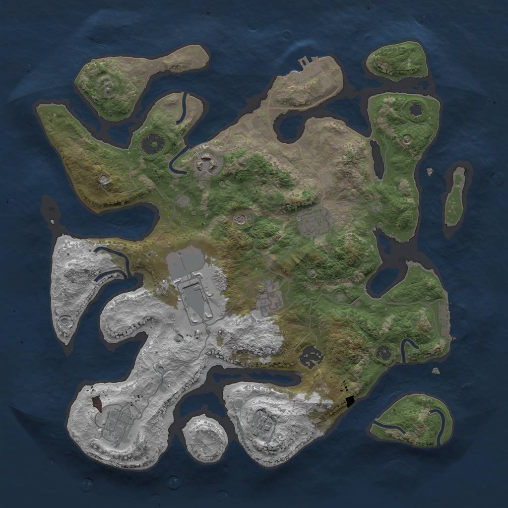 Rust Map: Procedural Map, Size: 3500, Seed: 660127, 12 Monuments