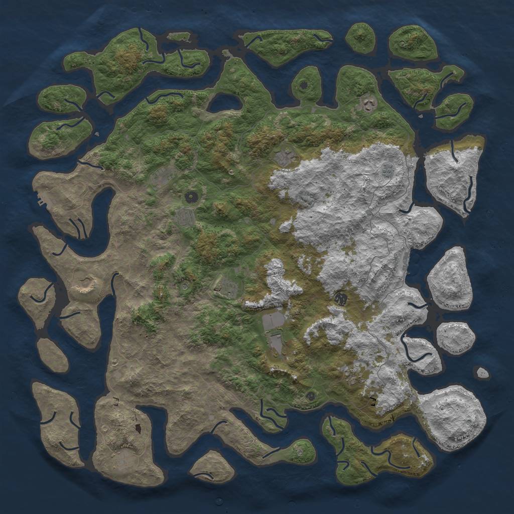 Rust Map: Procedural Map, Size: 6000, Seed: 310452012, 16 Monuments