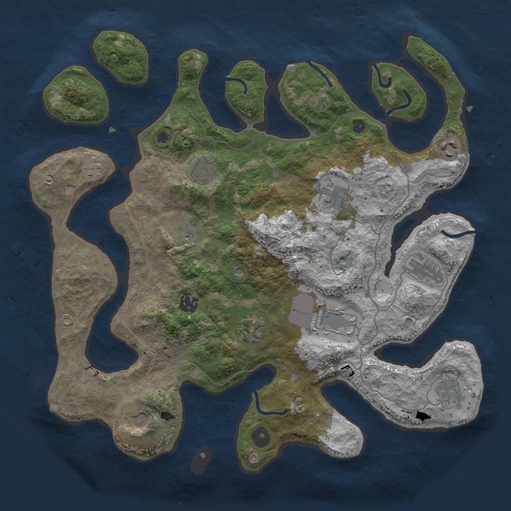 Rust Map: Procedural Map, Size: 4000, Seed: 574271582, 14 Monuments