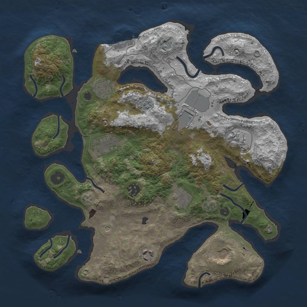 Rust Map: Procedural Map, Size: 3500, Seed: 2071178478, 13 Monuments