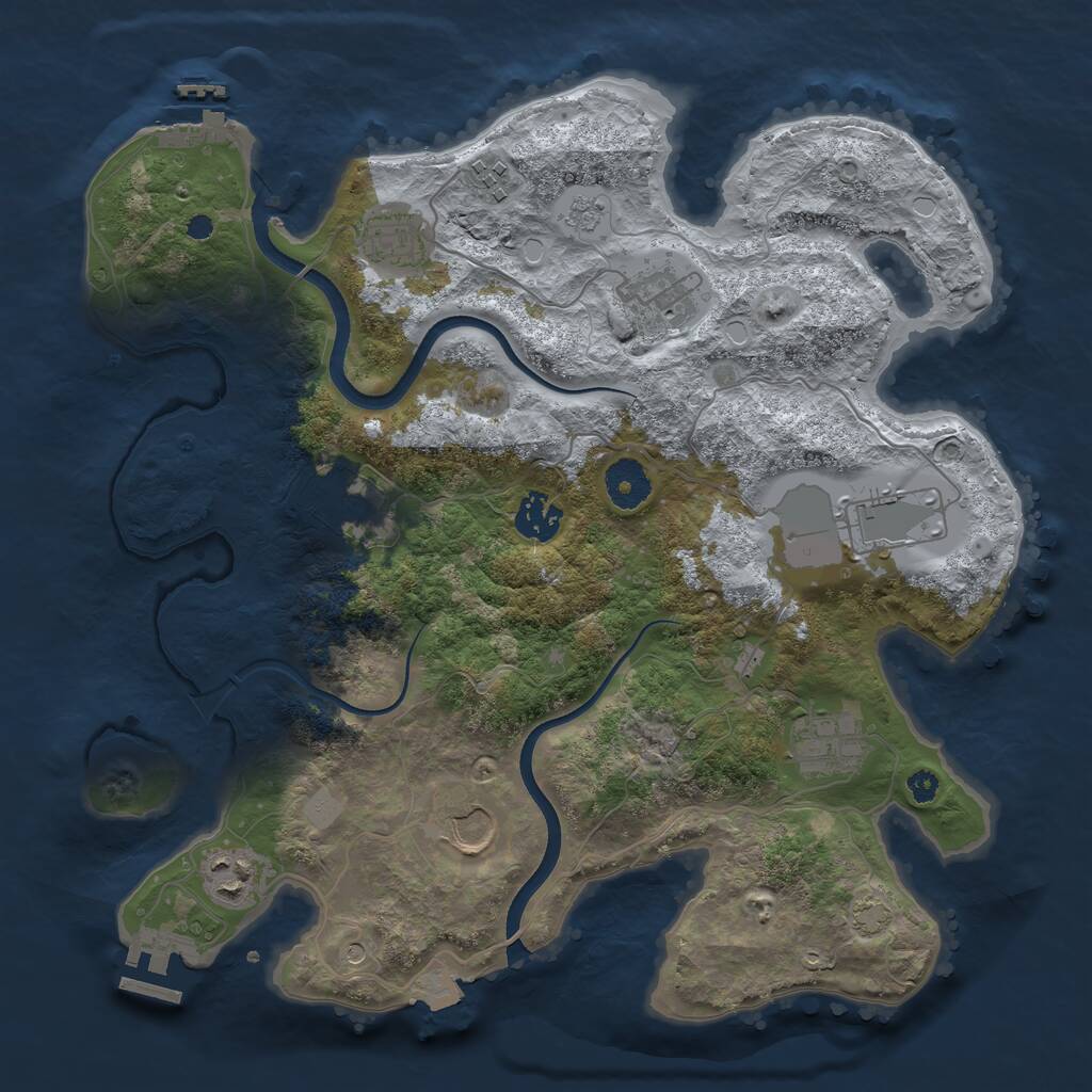 Rust Map: Procedural Map, Size: 3500, Seed: 2071178478, 15 Monuments
