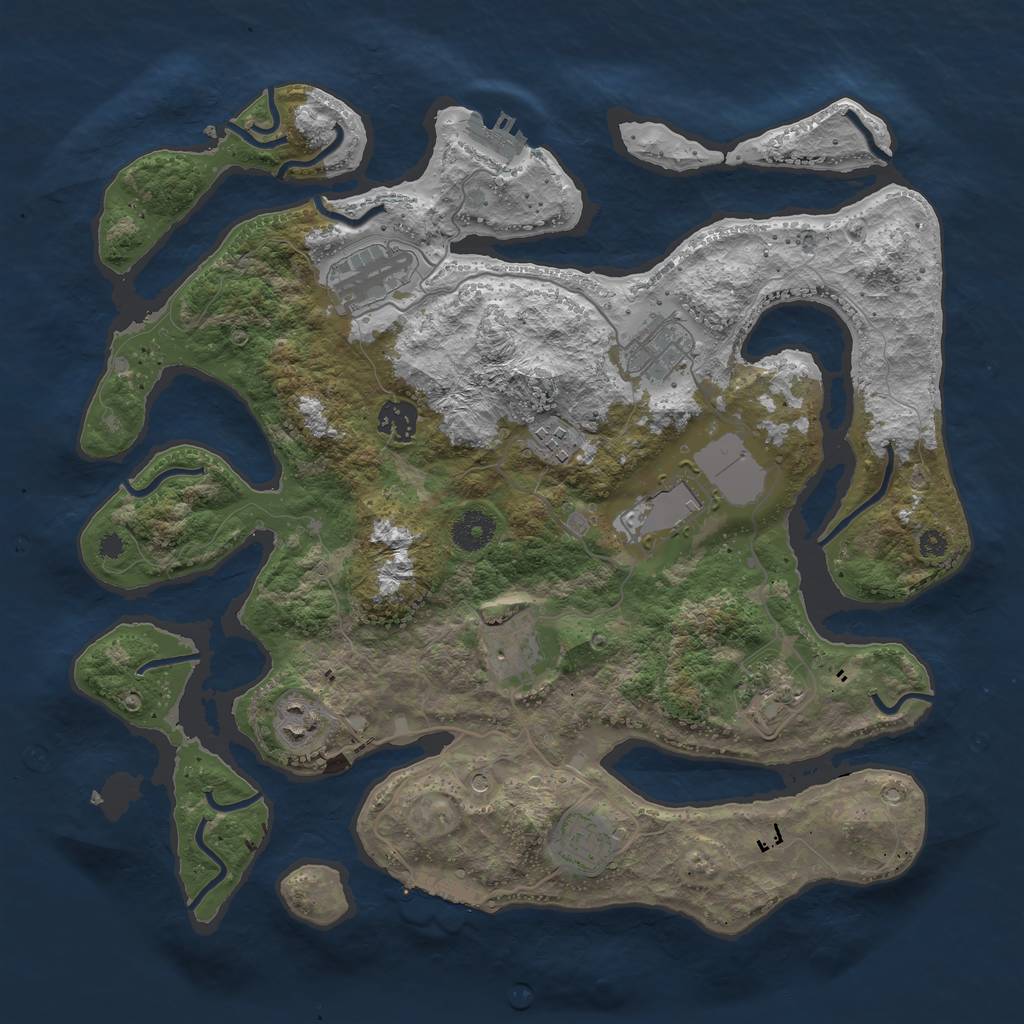 Rust Map: Procedural Map, Size: 3700, Seed: 263706626, 14 Monuments