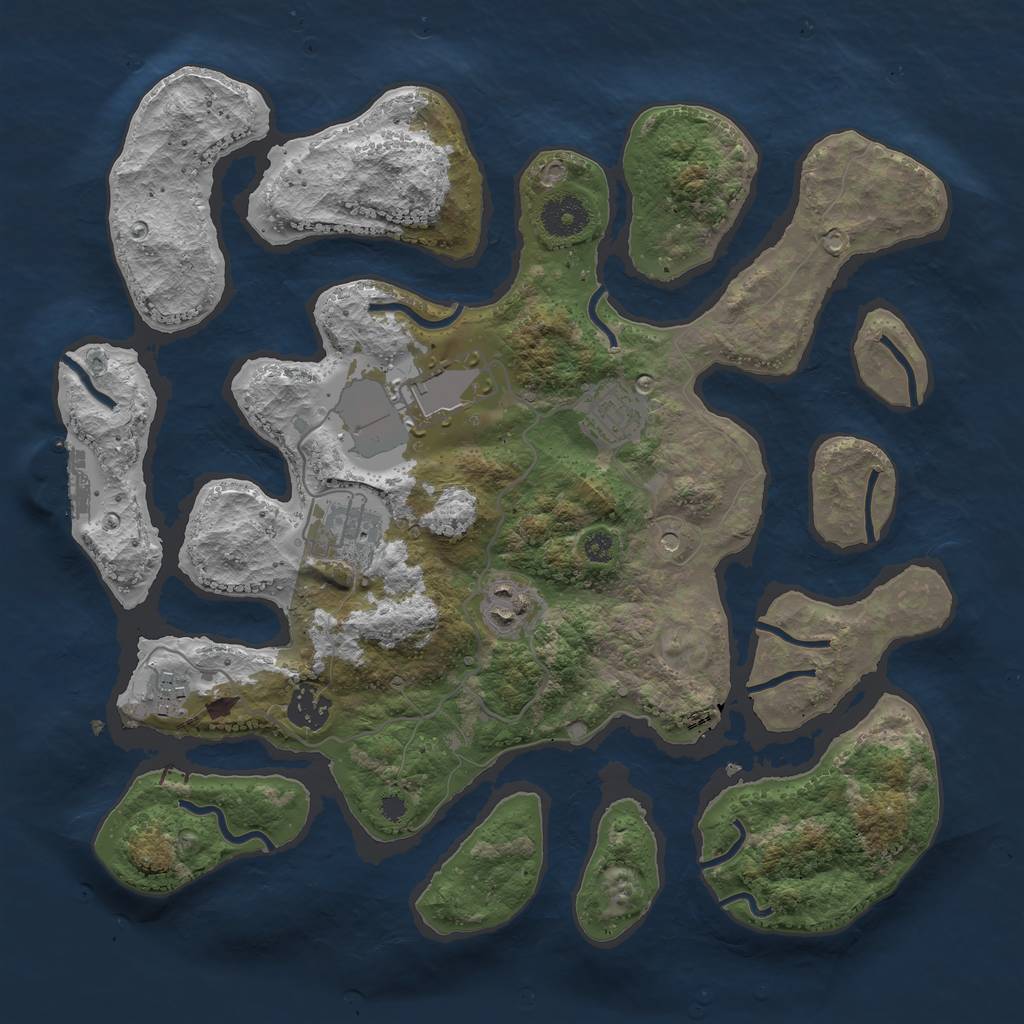 Rust Map: Procedural Map, Size: 3500, Seed: 720716887, 10 Monuments