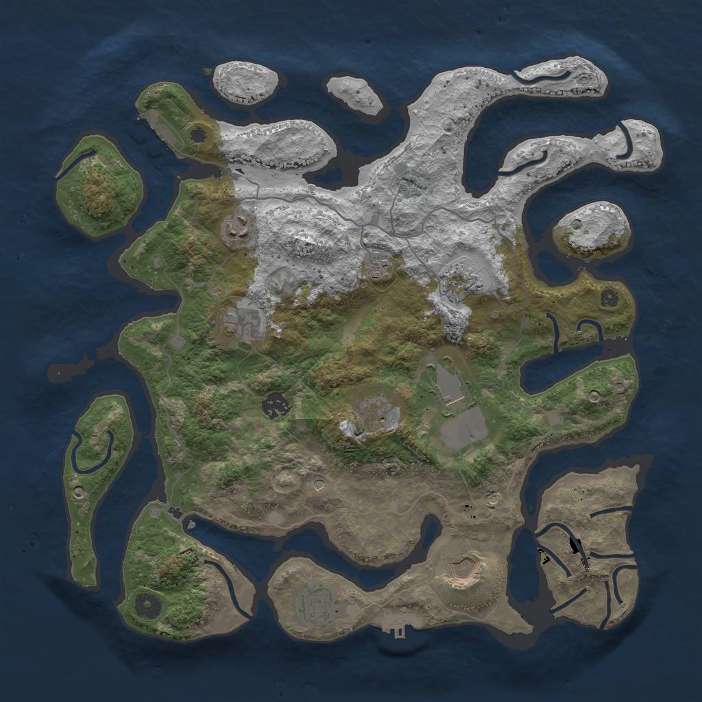 Rust Map: Procedural Map, Size: 4000, Seed: 427, 14 Monuments