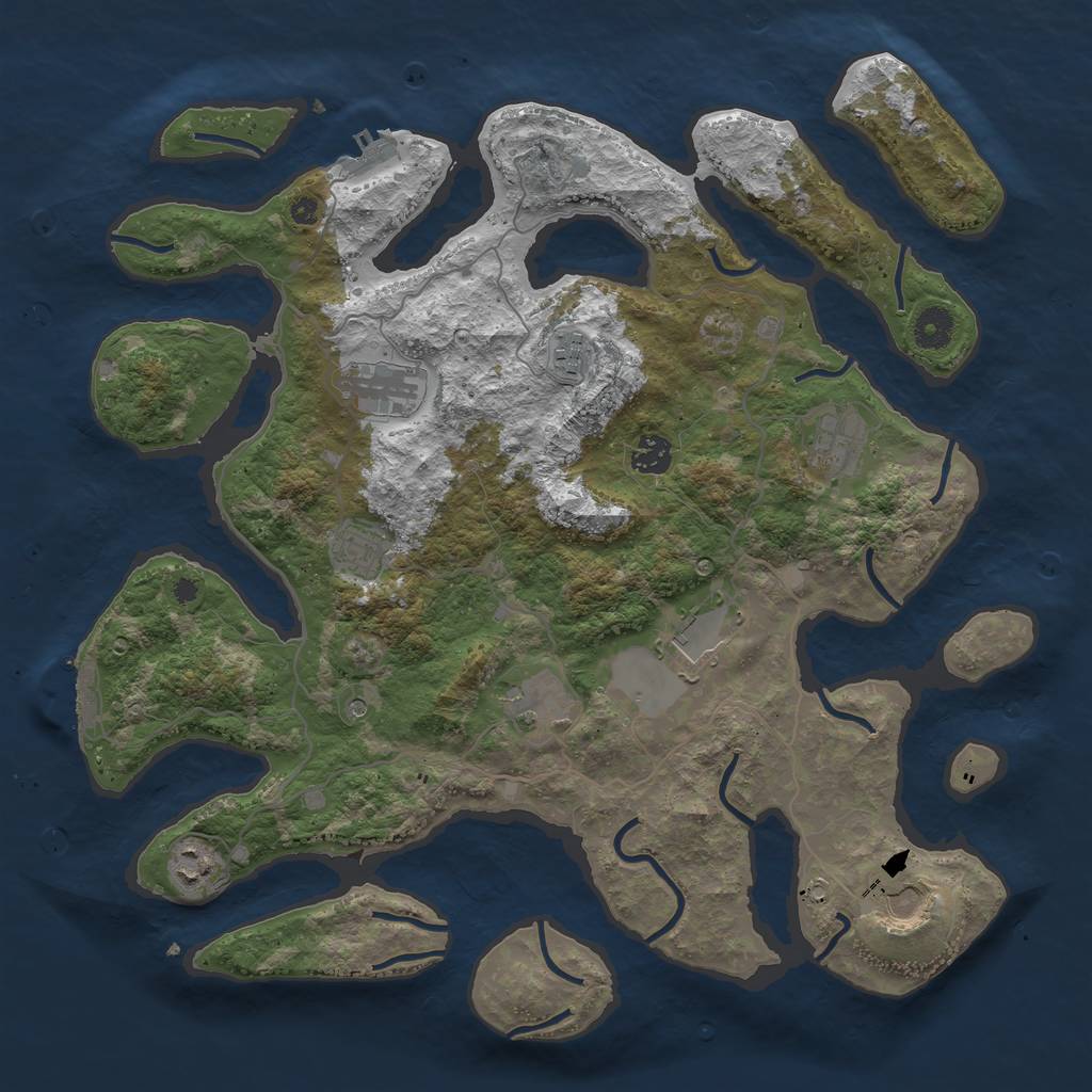 Rust Map: Procedural Map, Size: 4000, Seed: 8213737, 14 Monuments