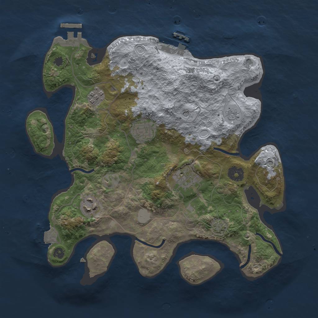 Rust Map: Procedural Map, Size: 3000, Seed: 438, 12 Monuments