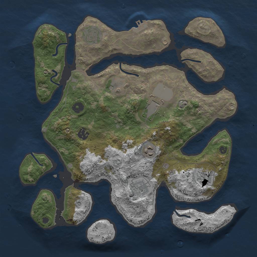 Rust Map: Procedural Map, Size: 3500, Seed: 765337, 11 Monuments