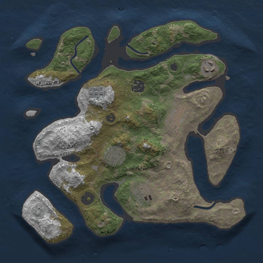 Rust Map: Procedural Map, Size: 3000, Seed: 420666, 8 Monuments