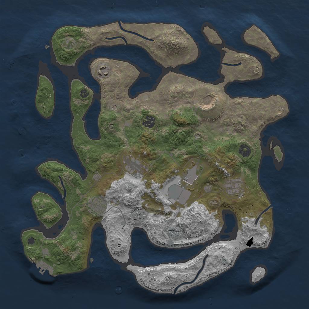 Rust Map: Procedural Map, Size: 3700, Seed: 203588292, 12 Monuments