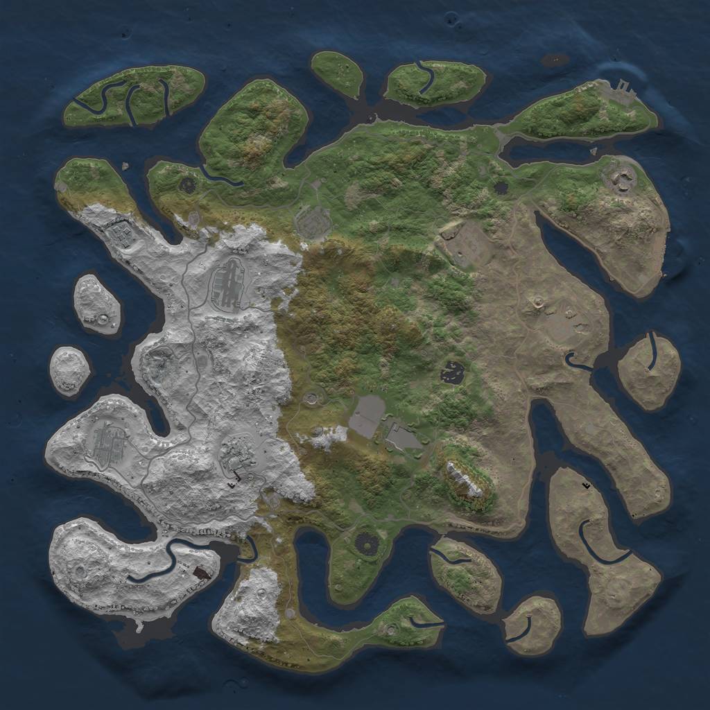 Rust Map: Procedural Map, Size: 4500, Seed: 821489684, 15 Monuments