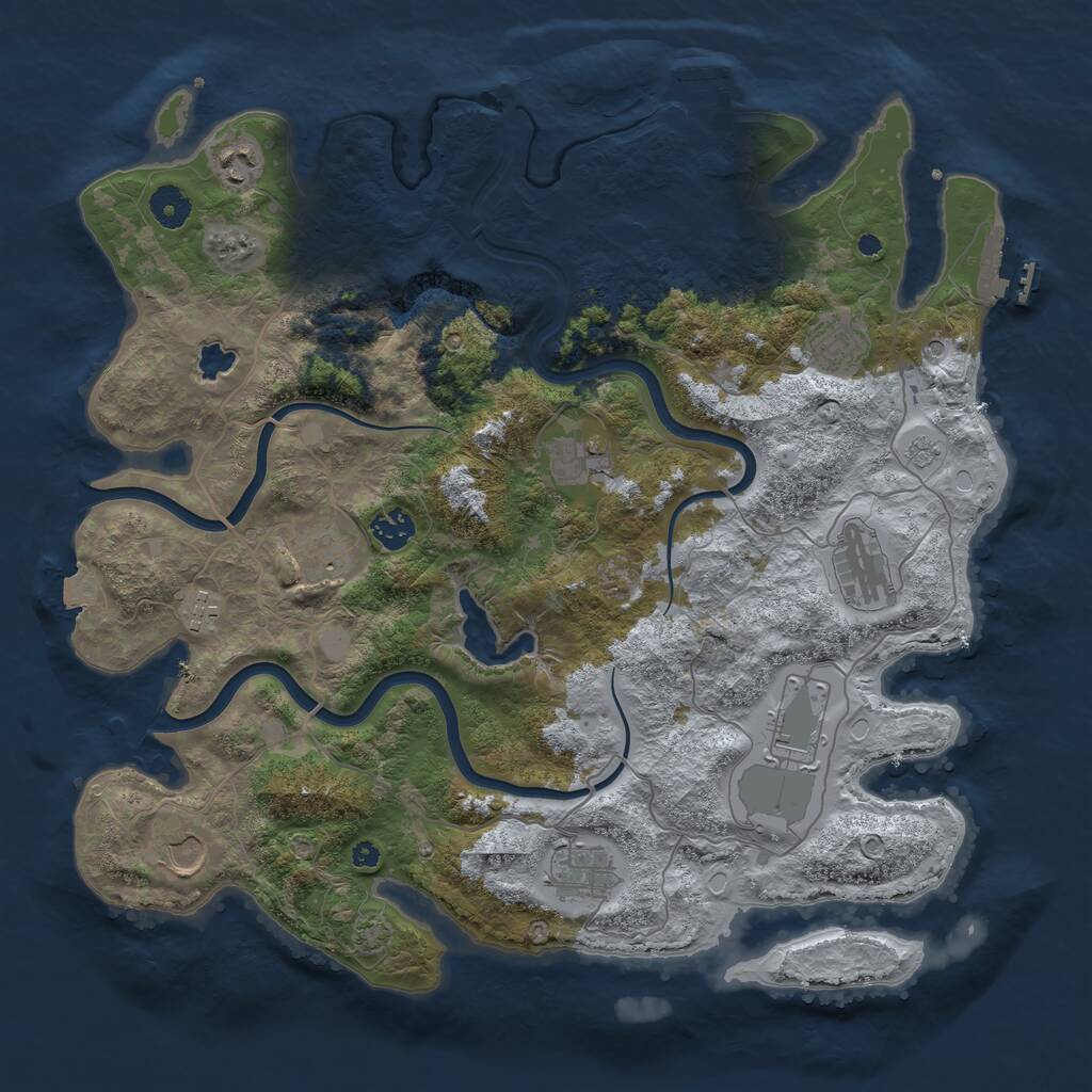Rust Map: Procedural Map, Size: 4000, Seed: 973421457, 16 Monuments