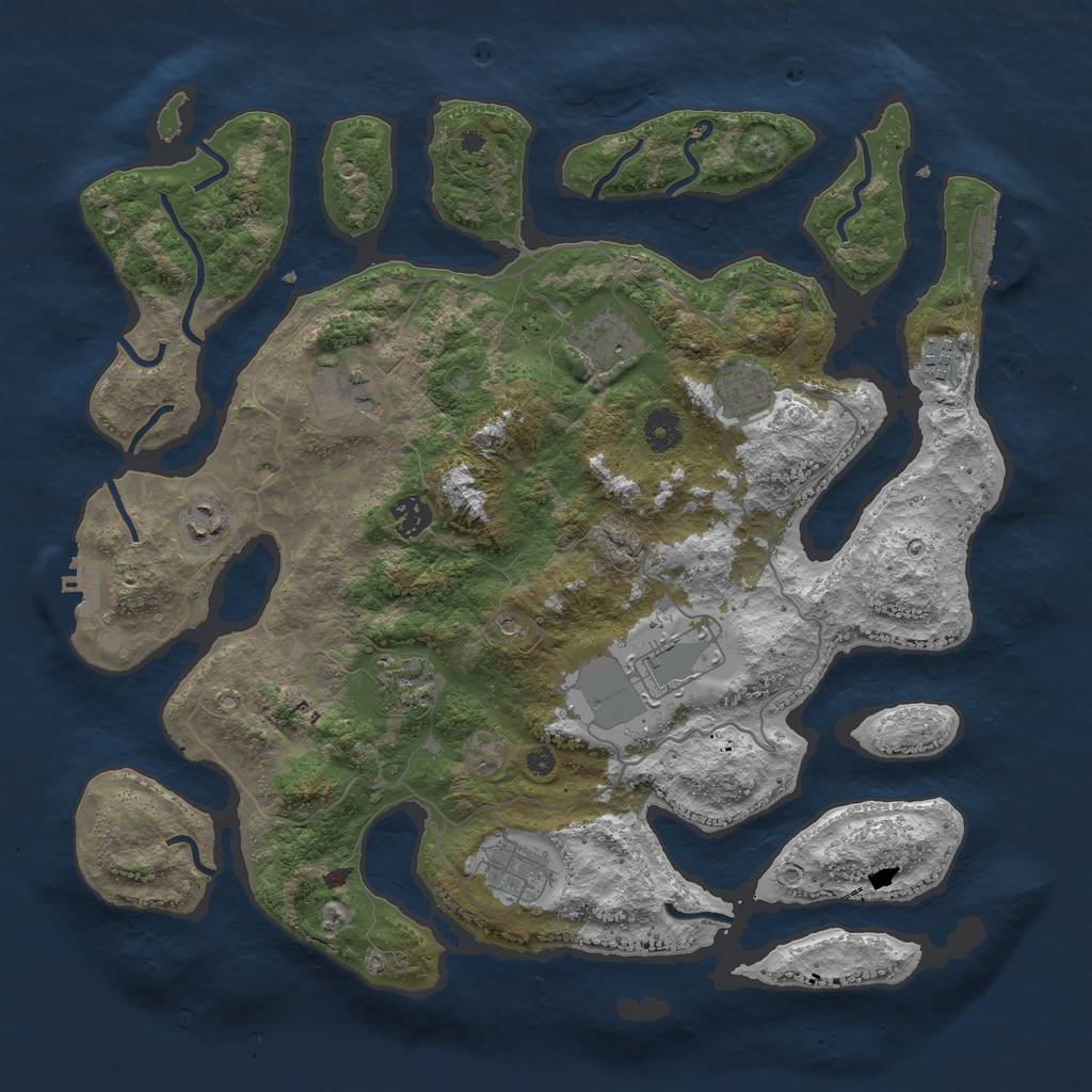 Rust Map: Procedural Map, Size: 4000, Seed: 973421457, 14 Monuments