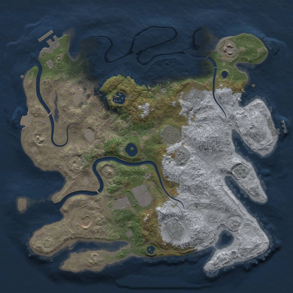 Rust Map: Procedural Map, Size: 3500, Seed: 1985992773, 15 Monuments