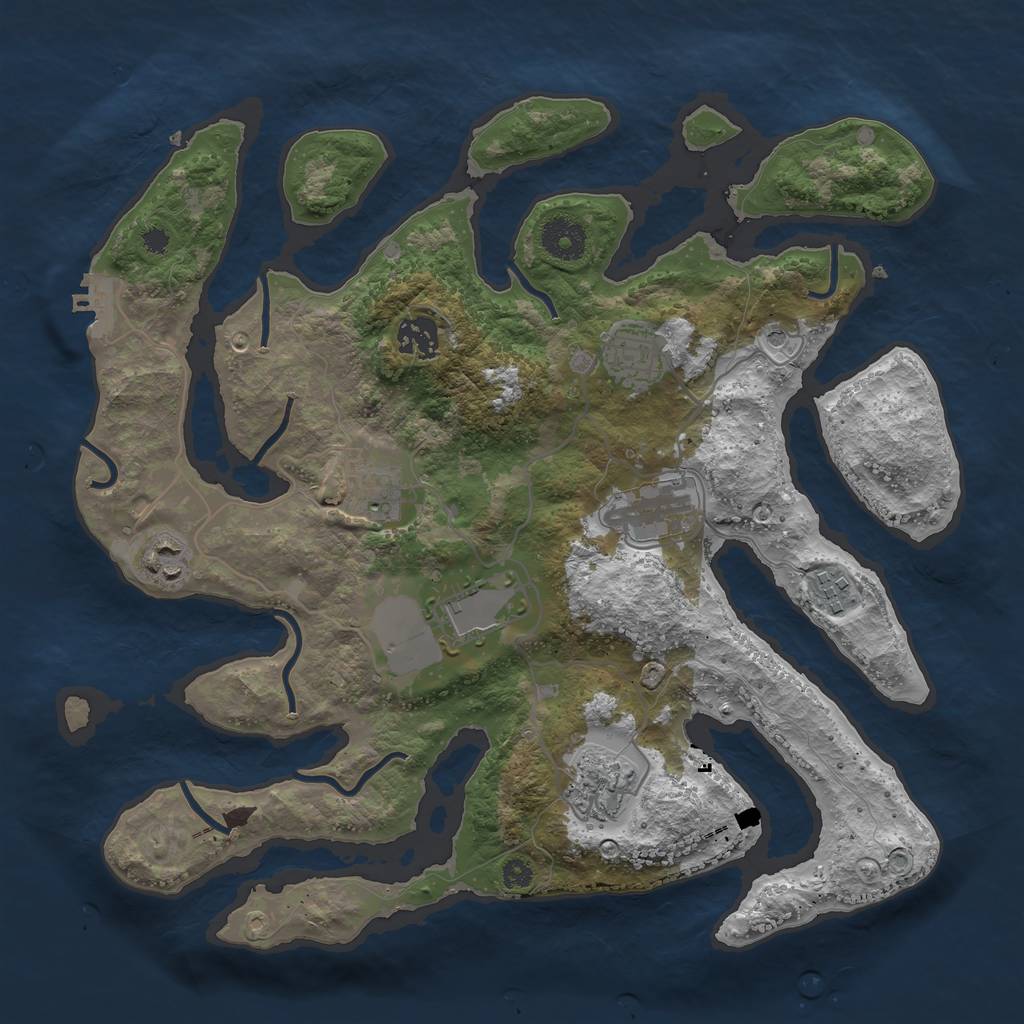 Rust Map: Procedural Map, Size: 3500, Seed: 1985992773, 12 Monuments