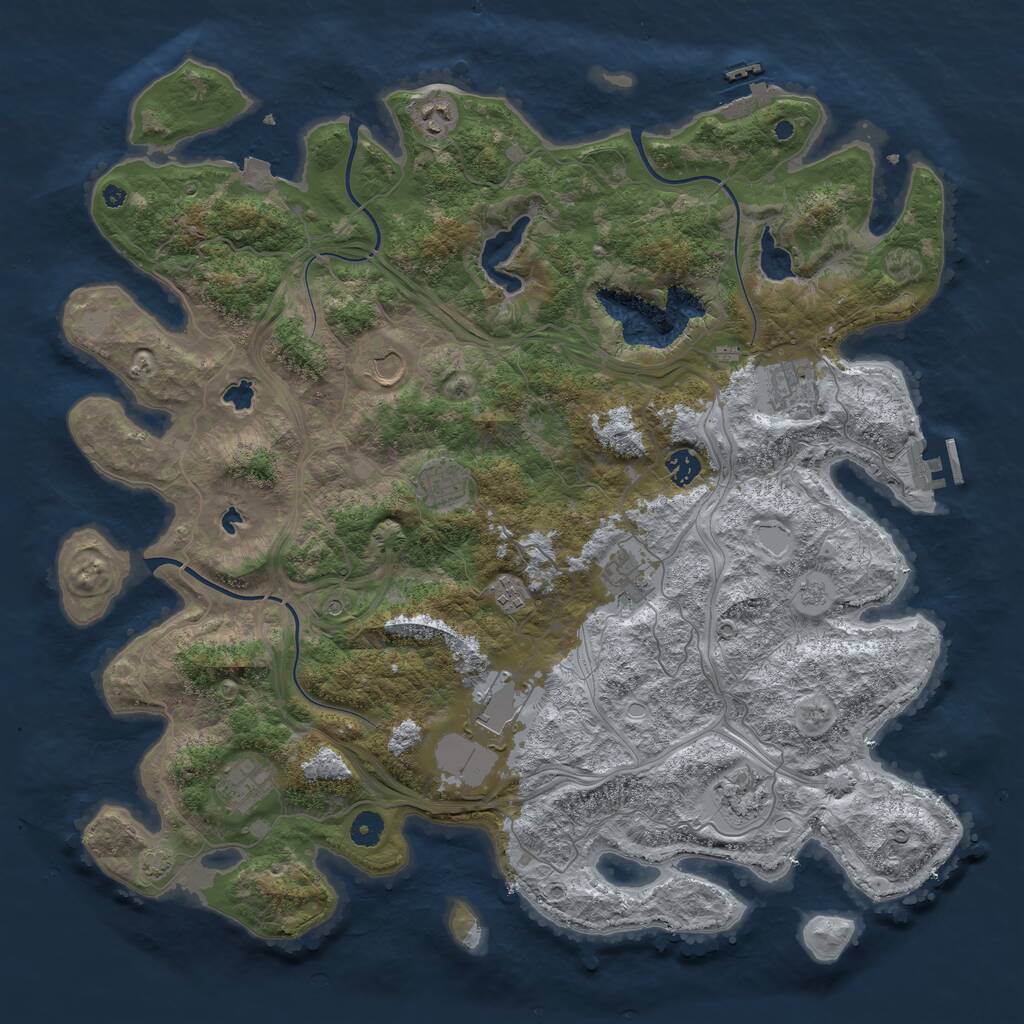 Rust Map: Procedural Map, Size: 4500, Seed: 123462, 16 Monuments