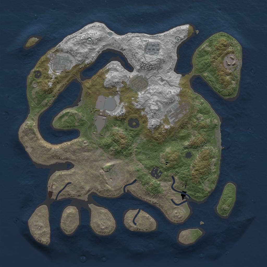 Rust Map: Procedural Map, Size: 3500, Seed: 190999, 11 Monuments