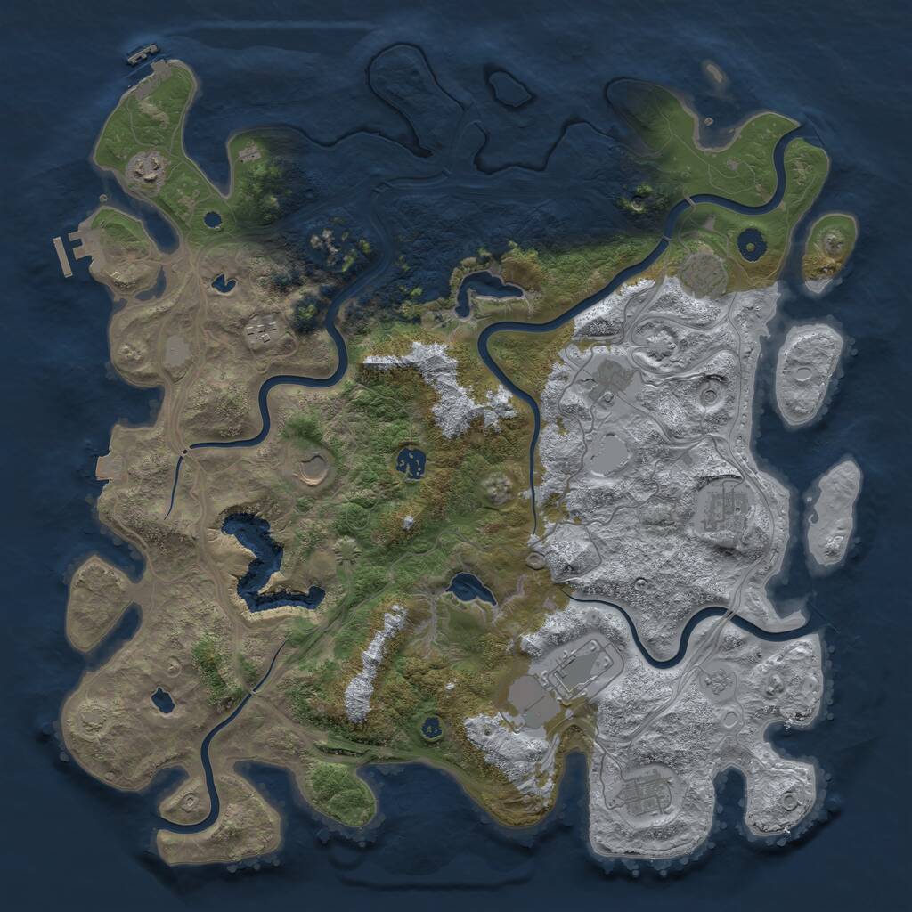 Rust Map: Procedural Map, Size: 4500, Seed: 1025120293, 15 Monuments