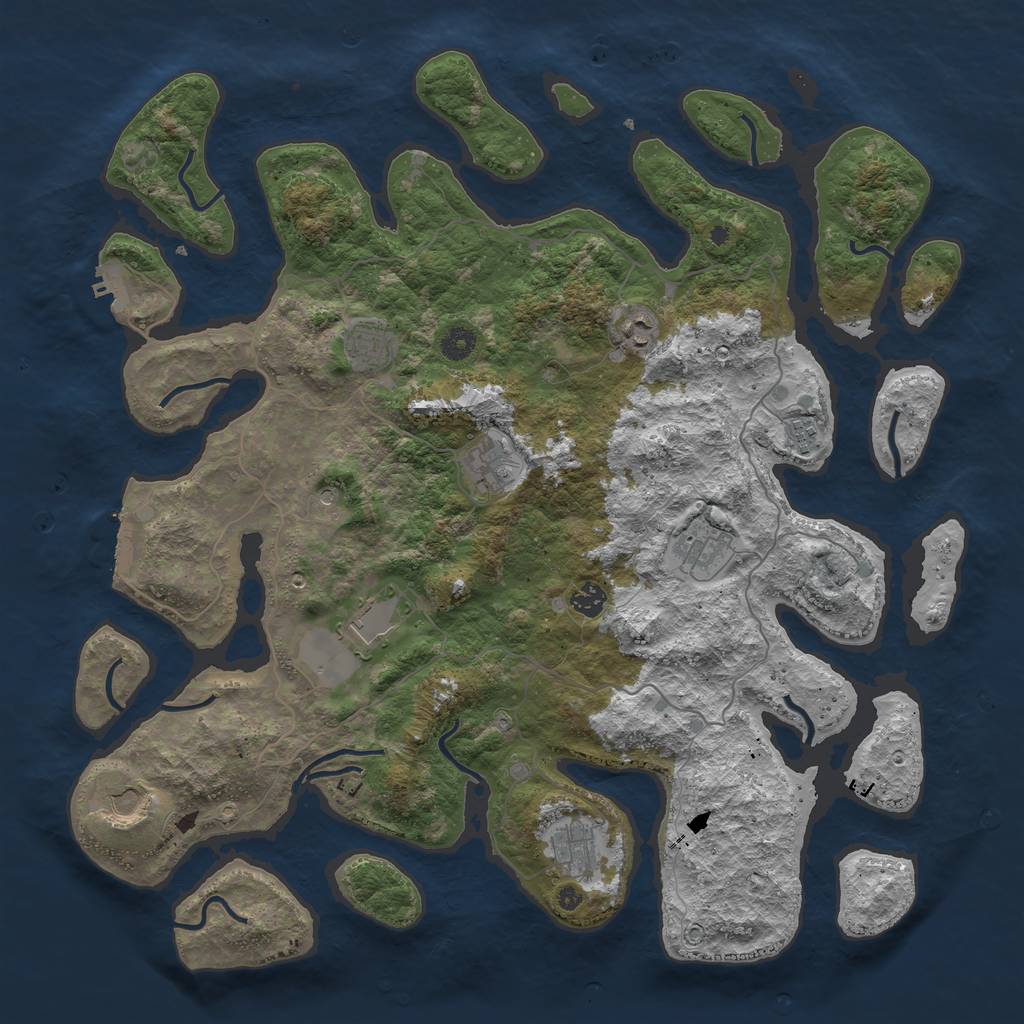 Rust Map: Procedural Map, Size: 4500, Seed: 1025120293, 14 Monuments