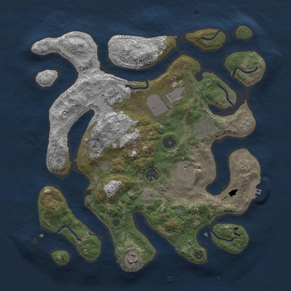 Rust Map: Procedural Map, Size: 3500, Seed: 213, 11 Monuments