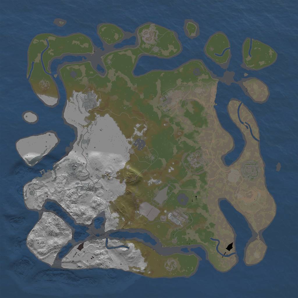 Rust Map: Procedural Map, Size: 3900, Seed: 851, 16 Monuments