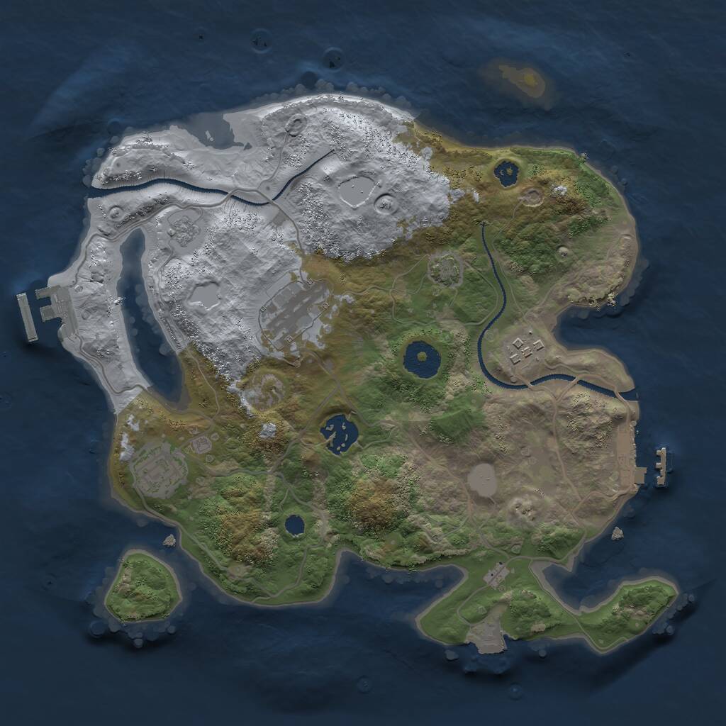 Rust Map: Procedural Map, Size: 3000, Seed: 1410937732, 9 Monuments